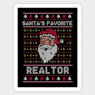 Santa's Favorite Realtor // Funny Ugly Christmas Sweater // Real Estate Holiday Xmas Sticker